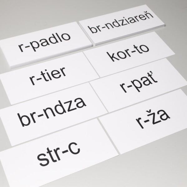 Precvičovacie karty slov s "y" a "i" po R