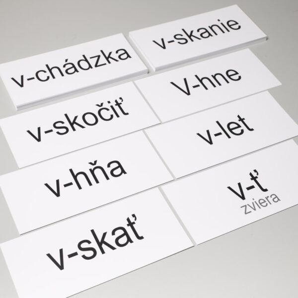Precvičovacie karty slov s "y" a "i" po V