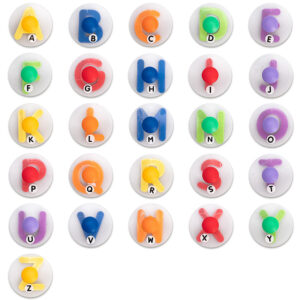 Detské pečiatky s veľkými písmenami na tvorbu slov a viet