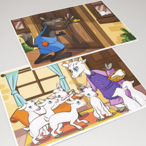 A3 obrazy k rozprávke Vlk a kozliatka