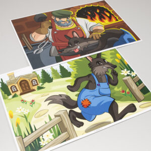 A3 obrazy k rozprávke Vlk a kozliatka