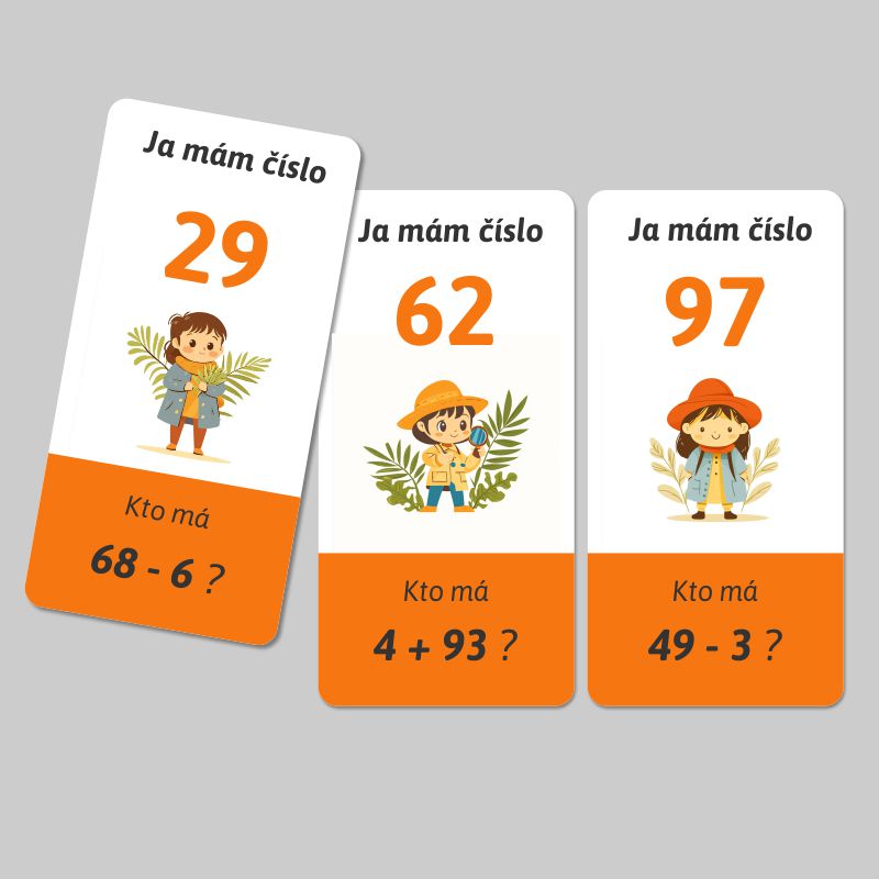 "Ja mám, kto má" na sčitovania a odčitovania dvojciferného a jednociferného čísla do 100 bez prechodu cez 10